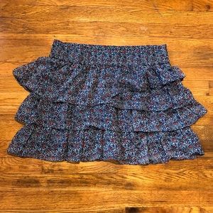 Blue Floral Tier Skirt, sz L